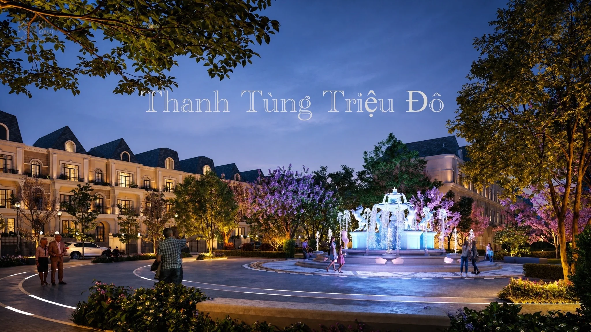 Không gian cảnh đêm tráng lệ nguy nga của quần thể biệt thự Kita Capital Ciputra Tây Hồ