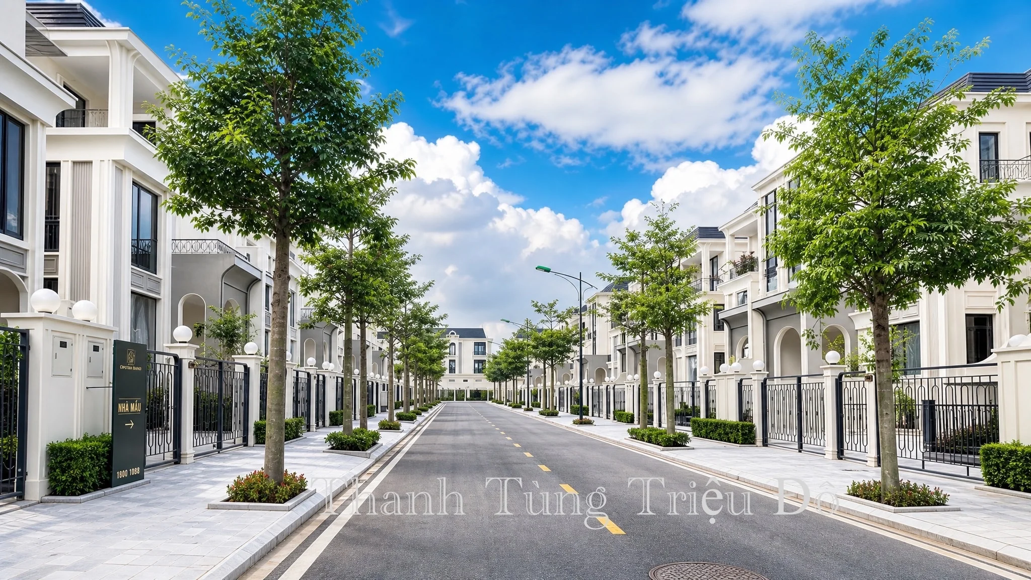 Thực tế hạ tầng đường nội bộ trải nhựa rộng thoáng tại biệt thự khu P Ciputra