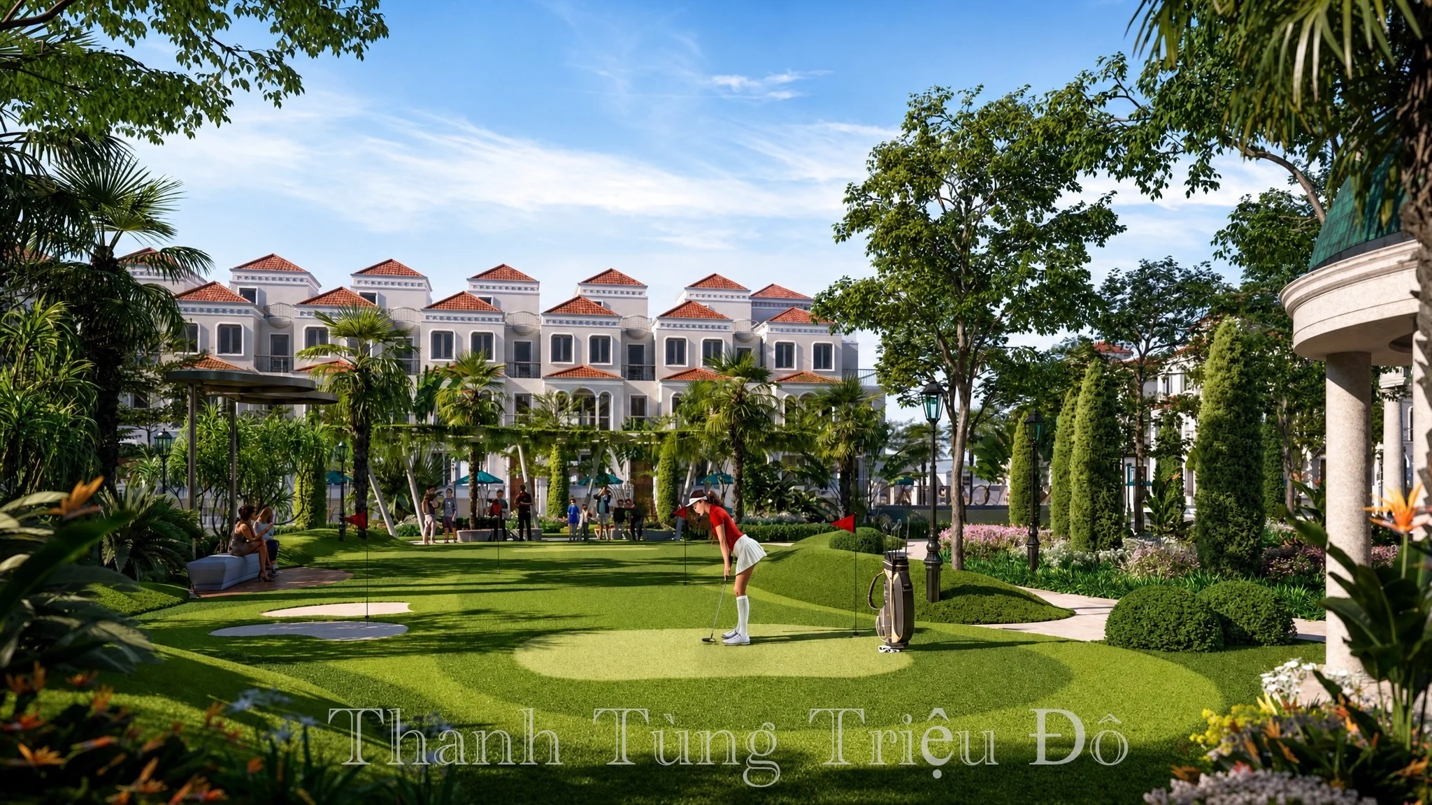 Tiện ích đặc quyền sân tập Golf mini trải dài xanh mướt bên trong biệt thự Kita Ciputra