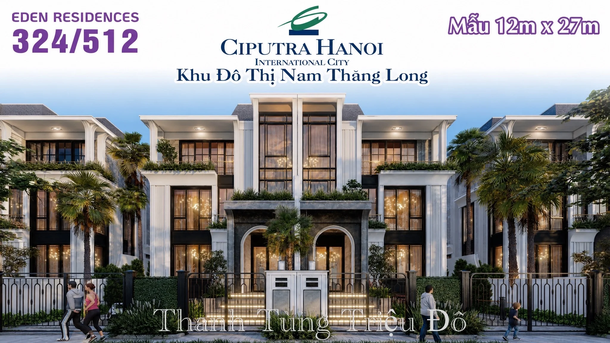 Thiết kế mặt đứng biệt thự khu P loại 324m2