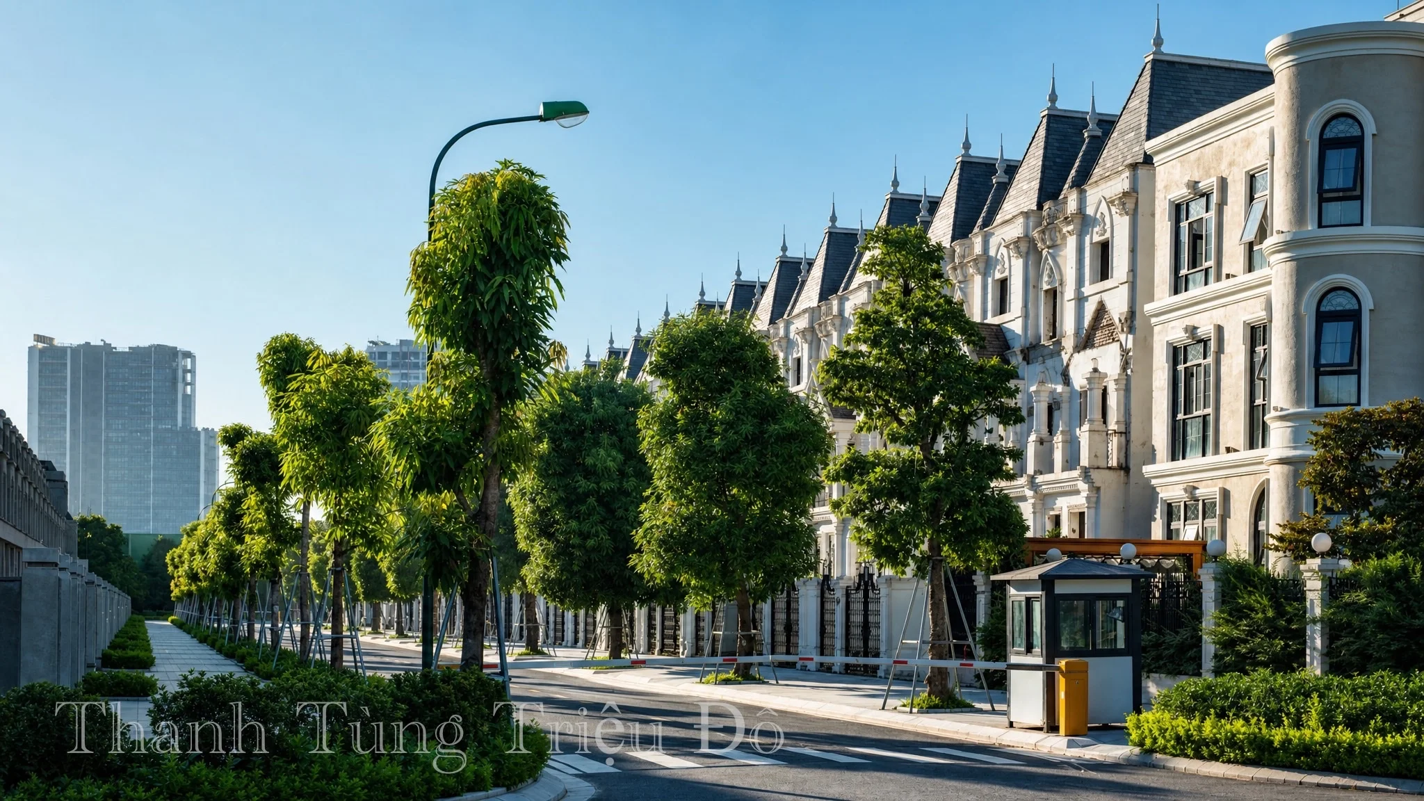 Thực tế tuyến đường nội bộ khép kín tĩnh lặng trước thềm nhà các dãy biệt thự Kita Capital Ciputra